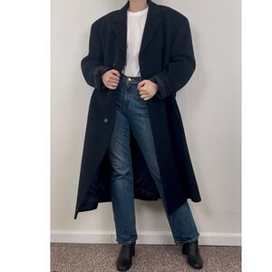 Vintage Jos A Bank Black Boyfriend Oversized Full Length Coat